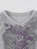 Floral Rhinestone Long Sleeve Crop Top- Outfit