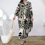 Large-Size Women's New Temperament Printed Shirt Dress Bohemian