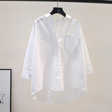 Fresh Fruit Green Cotton Shirt Women's Single Pocket Loose Thin Sleeve Shirt Spring And Autumn New