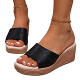 Head Print Thick-Bottomed Pine Cake Pedaled Roman Shoes Women 2025 Summer New Large-Size Wearing Cold