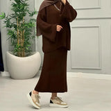 Women's Clothing 2025 New Wide Sleeve Sweater Half-Dress Fashion Sweater Casual Suit