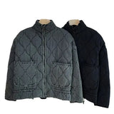 Women's Explosive Color Collar Big Pocket Collar With Belt Quilt Cotton