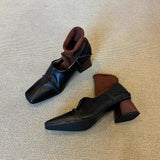 With A Foot Deep Mouth Small Leather Shoes Women 2025 New Retro Wind Side Simple Coarse Soft Leather Single