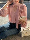 Xixi 2025 New Korean Version Of The Rose Vertede Temperament Long-Sleeved Shirt Women's Professional Top Tide