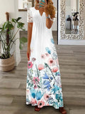 Women's Dress 2025 New Dress Fashion Temperament Print Lace Short-Sleeved Long