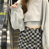Sets Women Harajuku Lovely College Girls Crop Top Camisole Basic Simple Loose Ulzzang Workout Teens 2 Piece Outfits