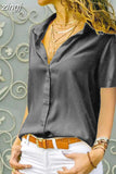 2023 Short-sleeve Shirt Solid Casual Loose Blouse Fashion Women Basic Top Office Party Clothing Shirt Women