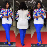 Piece Sets African Sets For Women 2023 New African Print Elastic Bazin Baggy Pants Rock Style Dashiki Famous Suit Lady