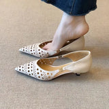 New French Retro Hollow Breathable One-Footed Tip-Heeled Light-Mouthed Single-Shoe Fashion Single Shoe