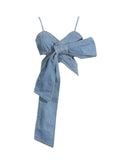 Zingj Top 20 Spring Summer 24 New Fashion Bow Design Sense Denim Strapless