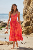 Women's V-Necked Dresses Dresses Printed Sleeveless Beach 100-Fold Fashion Sexy