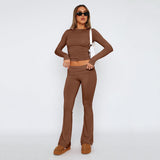 New Casual Wind Low-Rise Horn Pants Fashion Thin Solid Pants Set