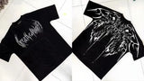 Summer Demon Cross Print Short-Sleeved T-Shirt Stranded Trousers Round Collar Men's Top