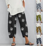 Loose Dandelion Print Elastic Waist Dungarees