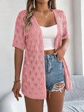 Summer Hollow Leaves Short-Sleeved Knitted Cardigan Holiday