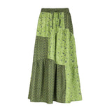 Vintage Crumbat Splicing Half-Body Skirt Holiday High-Waisted Thin A-Shaped Skirt New Mid-Long
