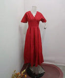 Zingj Summer New Solid Color Princess Sleeve High Waist Temperament Elegant Big Hem Long Dress-Outfit