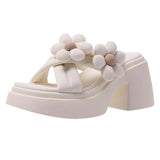 Wind Flower Thick Bottom Slippers Female Wear Female 2025 Summer New Fashion Beach Open Toe Slippers