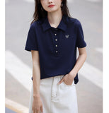 Vintage Red Elegant POLO T-Shirt 2025 Summer New Commuting Shoulder Slim