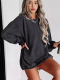 Large-Size Women's Fashion Leisure Daily Solid Color Buff Long-Sleeved Collar Collar