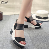 Fashion Wedge Women Shoes Casual Belt Buckle High Heel Shoes Fish Mouth Sandals 2023 Luxury Sandal Women Buty