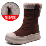 Cowhide Lamb Wool Snow Boots Winter New Maillard Warm And Velvet Boots Thick Bottom