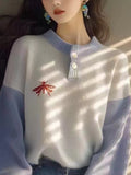 Bubble Sleeve Sweater Women's 2025 New Gentle Lazy Sensing Embroidered Knitted