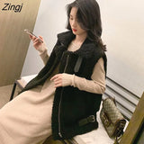 Womens Spring Autumn Loose Turn Down Collar Warm Thicken Korean Style Elegant All-match Kpop Female Waistcoats Casual