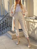 Trousers Slimming Solid Color Pleating Formal
