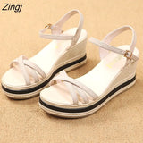 New Fashion Women Wedge Sandals Summer Platform Sandals Buckle Strap Open Toe Platform Casual Shoes Ladies