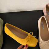 Bow Red Flat Shoes Grandma Shoes Spring And Autumn Lazi Shoes Gentle Single Shoes Retro Women's