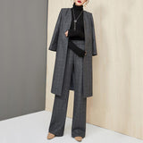New Women's Clothing Autumn And Winter Long Two Sets Of Trousers Hair Coat Wide Leg Pants Casual Fashion Suit Women's