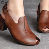 Fashion Platform Square Heel Sandals Solid Color Ladies Casual High Heels Open Toe Comfortable Fish Mouth Ladies