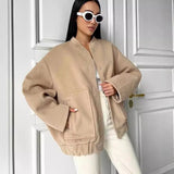 Years Of Autumn And Winter New Loose Leisure Collar Big Pocket Solid Women's