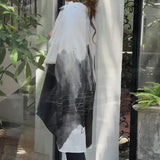 Zingj 2024 New Fashion Gradient Long Irregular Loose Shirt Jacket Women-Outfit