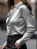 And Autumn Temperament Solid Color Vertebery Collar Women's