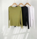 Zingj Comfortable Super Soft Modal Cotton Long Sleeve T-Shirt Women's Spring New Solid Color Round Collar With A Bottom