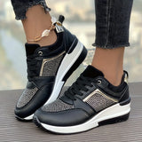 Spring And Autumn New Color Tie With Thick-Soled Women's Singles Shoes Large-Size Water Drill Sports Casual