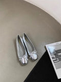 Square Head Fashion Single Shoes French Evening Wind Grandmother Shoes Bow Small Leather Shoes Women's High Sense Of Spring And