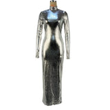 Zingj New Metal Color Sexy Back Tight Show Slim Dress Female