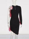 Fashion Dress Dress Women 2025 Spring New Round Neck Mesh Stitching Design Single-Sleeve High-End Short