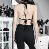 Dark Blouse 2023 New Sexy Bat Leather Neckline Lace-Up