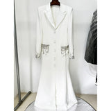 Star Fashion Heavy Industry Nails And Studded Suit Dress Dress Fishtail