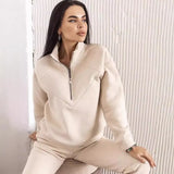 And Autumn 2025 Fashion Casual Hoodie Two Sets Of Long-Sleeved Solid Color Grip Velvet Feet Leisure