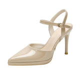 Tired After Empty New Foot 2025 Waterproof Table Head Sandals Summer Soft Leather Sexy French High Heels Female