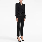 Star Fashion New Zipper Lotus Side Blazer Small Foot Trousers Set Two