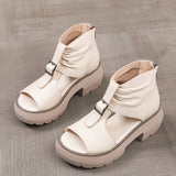 Platform Sandals Women's High Heel Women's Shoes 2025 Summer New Fish Mouth Shoes Rome Wedge Belt Buckle Sandals Women's