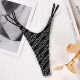 Cotton Double Fine With Sexy Thong Lady English Letter Logo Thong Love T Trousers Women Cotton