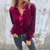 Gold Velvet Shirt 2025 Long-Sleeved Single Buckle With A Loose Bottom Shirt For