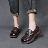 Cowhite Retro English Style Happy Shoes Women Spring And Autumn New Casual Small Leather Shoes Single Shoes